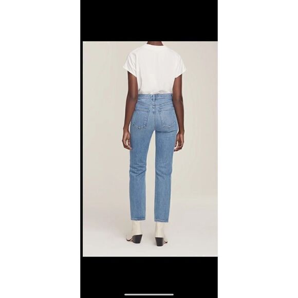 Agolde Wilder Light Wash Distressed Mid-Rise Comfort Straight Leg Jeans sz 27 - Picture 4 of 14